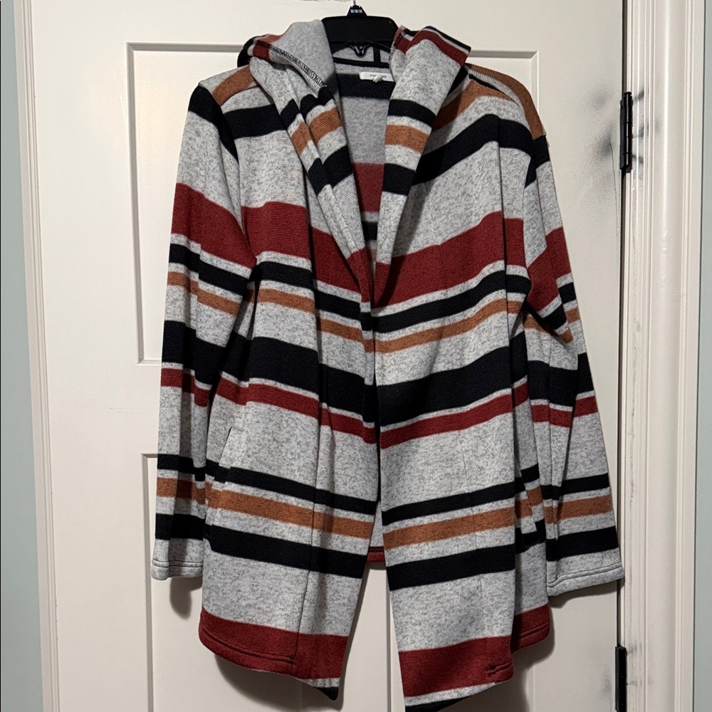 Striped Hooded Cardigan